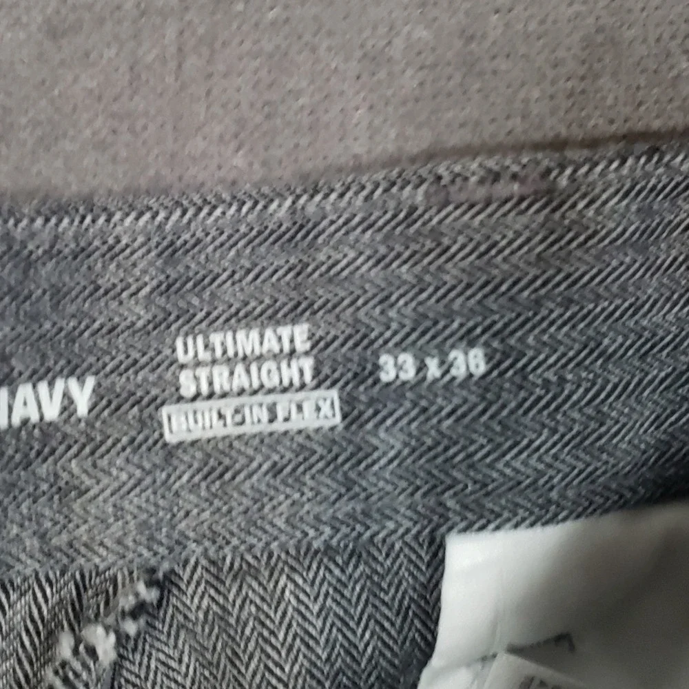 Old Navy Ultimate Straight Pants Mens 33x36 Grey Herringbone Built-In Flex